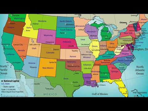 El mapa de los estados de EE. UU. que incluye Washington D.C.