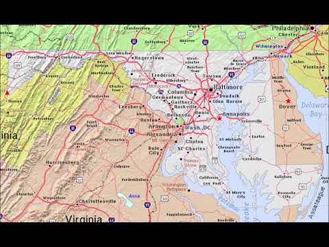 Mapa de Maryland y West Virginia